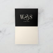 黒エレガントイニシャル結婚カップル サンキューカード (内部)