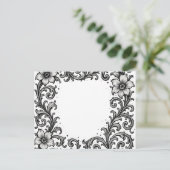 黒エレガントインクフローラ縁どデザイン ポストカード (スタンド正面)