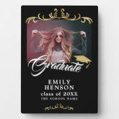 黒エレガントオーナメント大学院卒業写真 フォトプラーク (正面)