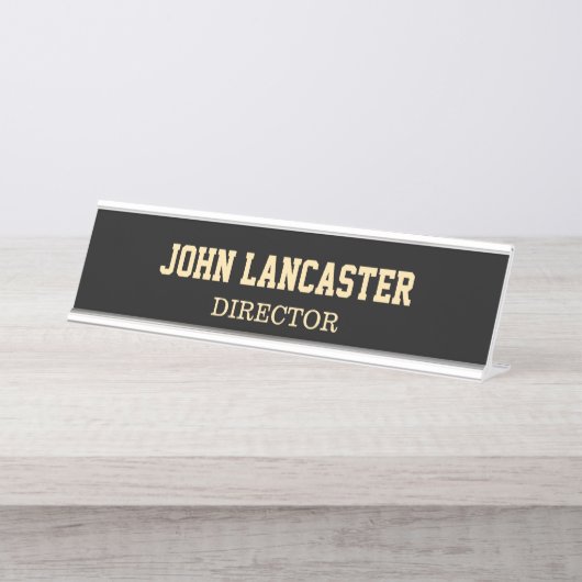 黒エレガントカスタマイズ デスクネームプレート (正面)