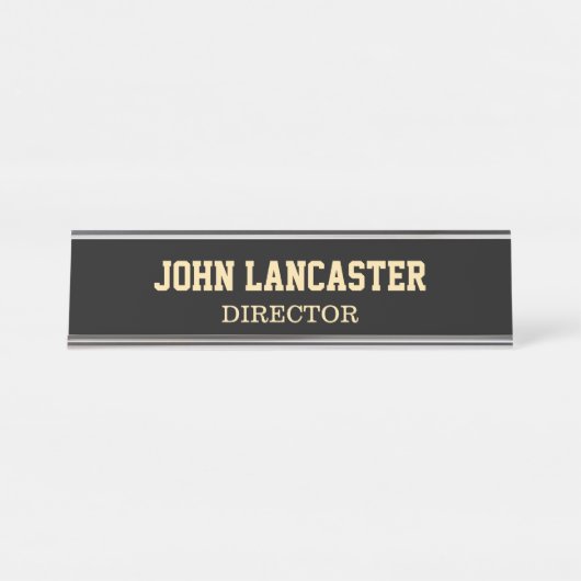 黒エレガントカスタマイズ デスクネームプレート (正面)