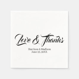黒エレガントカスタム字スクリプト結婚Love & 感謝してい s スタンダードカクテルナプキン