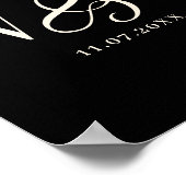 黒エレガントカップルの結婚イニシャル ポスター (角)