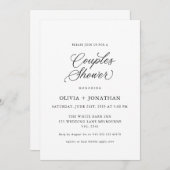 黒エレガントカップルモダンシャワー書道 招待状 (正面/裏面)