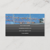 黒エレガントガラスストライプファサード建物 名刺 (裏面)