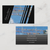 黒エレガントガラスストライプファサード建物 名刺 (正面/裏面)