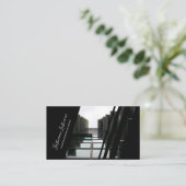 黒エレガントガラスストライプファサード建物 名刺 (スタンド正面)