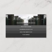 黒エレガントガラスストライプファサード建物 名刺 (裏面)