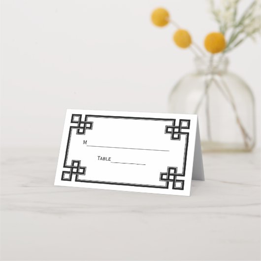 黒エレガントギリシャファンシー鍵護衛カード プレイスカード (裏面)