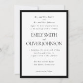 黒エレガントクラシックの結婚親ホスト 招待状 (正面)