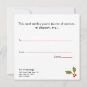 黒エレガントクリスマスリースギフト券 (裏面)