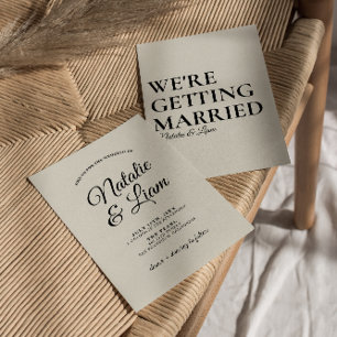 黒エレガントクリーミーなレトロはっきりしたおもしろいモダン結婚s 招待状