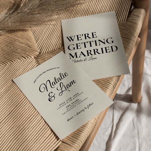 黒エレガントクリーミーなレトロはっきりしたおもしろいモダン結婚s 招待状