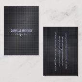 黒エレガントクロスステッチのテクスチャの外観 名刺 (正面/裏面)