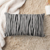 黒エレガントグモダンレイ抽象芸術ラインアート ランバークッション (ブランケット)