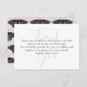 黒エレガントグリッター蝶サンキューカード サンキューカード (正面/裏面)