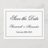 黒エレガントコンテンポラリーと白の日付の保存 案内ポストカード (正面)