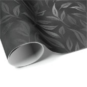 黒エレガントゴシックフェイク箔の葉離れ ラッピングペーパー (ロールコーナー)