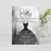 黒エレガントシックなドレスシルバースウィート16パーティー 招待状 (スタンド正面)