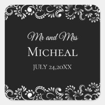 黒エレガントシンプル白フローラ結婚