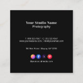 黒エレガントシンプル連絡情報 スクエア名刺 (裏面)