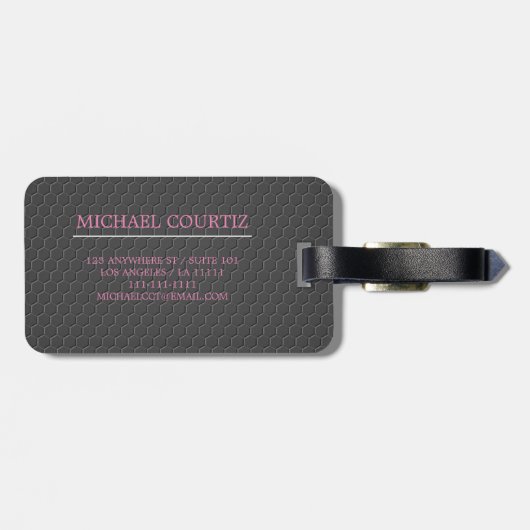 黒エレガントシンプル金モノグラムの属 ラゲッジタグ (裏面横)