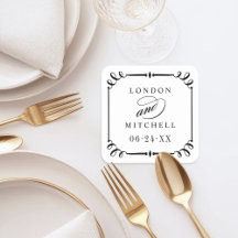 黒エレガントスクロール枠カスタムウェディングモノグラム