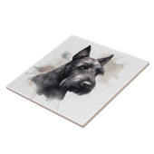 黒エレガントスコティッシュテリア犬ペット タイル (側面)