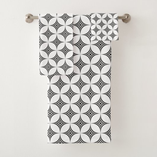 黒エレガントスタイリッシュと白のダイヤ バスタオルセット (インサイチュ)