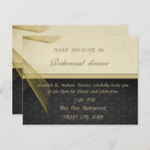 黒エレガントスタイリッシュのリハ結婚ーサルディナー 招待状 (正面/裏面)