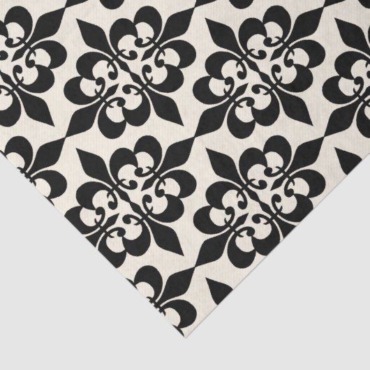 黒エレガントスタイリッシュオフ白ダマスクのデコページ 薄葉紙 (詳細)