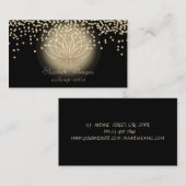 黒エレガントスタイリッシュ光沢ダイヤモンドロータス 名刺 (正面/裏面)