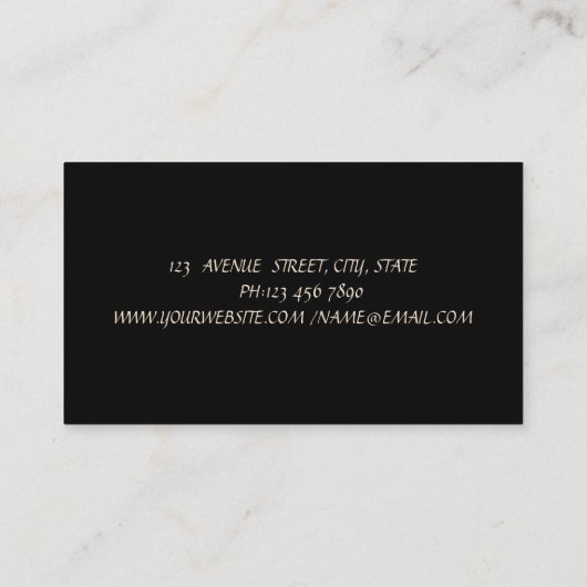 黒エレガントスタイリッシュ光沢ダイヤモンドロータス 名刺 (裏面)