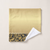 黒エレガントスタイリッシュ古い金ゴールド渦巻き バスタオルセット (ウォッシュタオル)