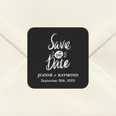 黒エレガントスタイリッシュ婚式の日付を保存 スクエアシール