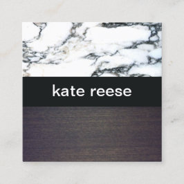 黒エレガントスタイリッシュ白の大理石材 スクエア名刺