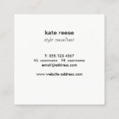 黒エレガントスタイリッシュ白の大理石材 スクエア名刺 (裏面)