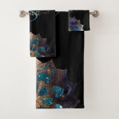 黒エレガントスタイリッシュ金ゴールドカラフル曼荼羅 バスタオルセット (インサイチュ)