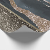 黒エレガントスタイリッシュ金ゴールドグリッター光沢のある大理石 ラッピングペーパー (角)