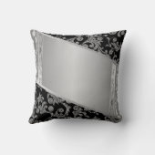 黒エレガントスタイリッシュ銀の渦巻き クッション (裏面)