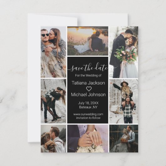 黒エレガントスタイリッシュ8枚コラージュ セーブザデート (正面)