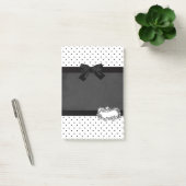 黒エレガントスタイリッシュ、白の水玉模様 – 黒の弓 ポストイット (オフィス)
