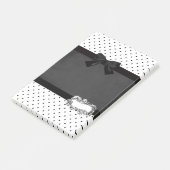 黒エレガントスタイリッシュ、白の水玉模様 – 黒の弓 ポストイット (アングル)