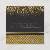黒エレガントスタイリッシュ、金ゴールドシークイン、ホイル紙吹雪 スクエア名刺 (裏面)