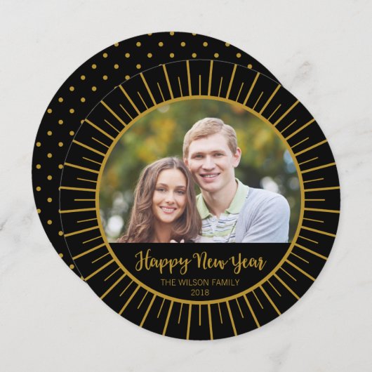 黒エレガントスターバストハッピーニューイヤー写真展 シーズンカード (正面/裏面)