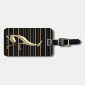 黒エレガントストライプのと金ゴールドグレイハウンド犬 ラゲッジタグ (正面横)