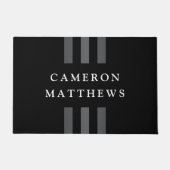 黒エレガントストライプ色のダークグレーの名前またはビジネス ドアマット (正面)