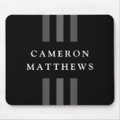 黒エレガントストライプ色のダークグレーの名前またはビジネス マウスパッド (正面)