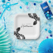 黒エレガントスネークハロウィーン ペーパープレート (パーティー)