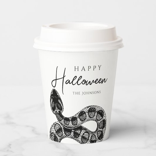 黒エレガントスネークハロウィーン 紙コップ (裏面)